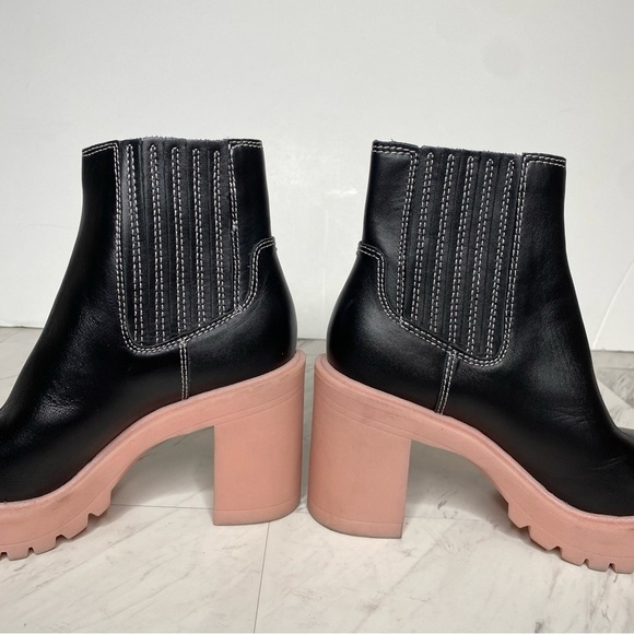 Dolce Vita Caster Black Leather Lug Sole Bootie 6 - Picture 7 of 13